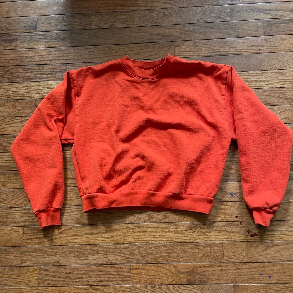 LA apparel heavy fleece cropped mock neck pullover sweatshirt